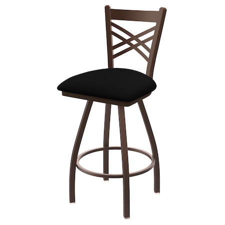 Holland Bar Stool Co 25" Swivel Counter Stool, Brnz Finish, Blk Vinyl Seat X820